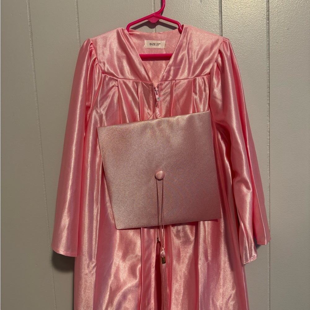 NEW Small Child 27” Pink Graduation Gown and Cap with tassel
